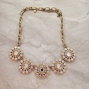 ✨ J.Crew Classic Rhinestones Pave Crystal Medallion Statement Necklace ✨